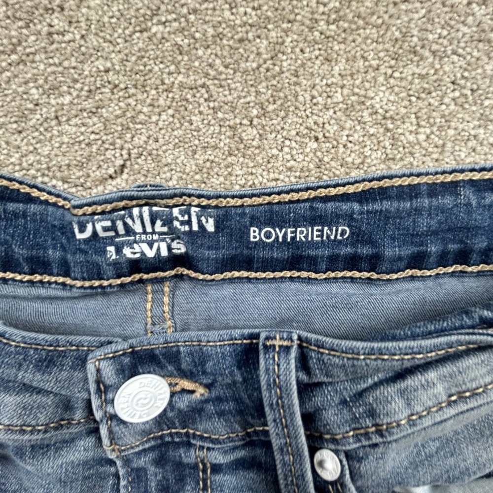 Denizen From Levi's Boyfriend Jeans Womens 9 Blue Denim Tapered Leg Distressed - Picture 3 of 9